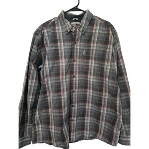 Carhartt Mens Relaxed Fit Plaid Button Down Shirt Grey Red Size Large EUC